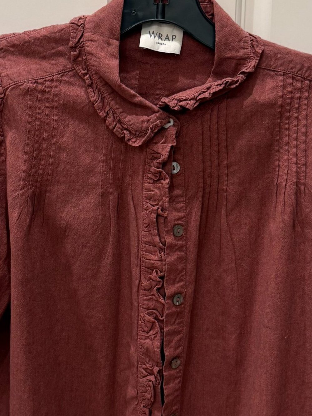 Wrap Rust Cotton Button Down Blouse